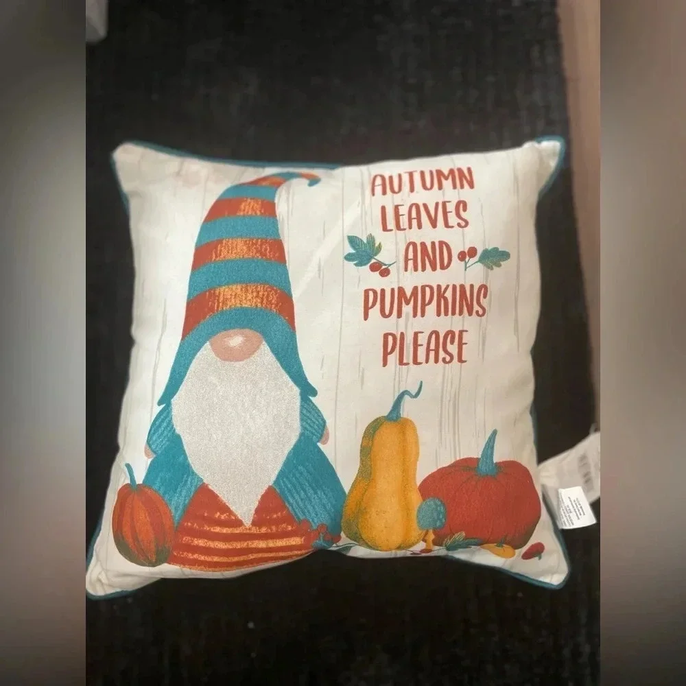 Mainstays Autumn leaves and pumpkins please gnome 16X16 pillow